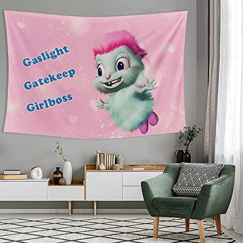 Meme Funny Pink Tapestry Anime Tapestry Novelty Gift for Children's Party Dorm Living Room Bedroom Home Decor 60x40Inches