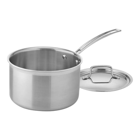 Cuisinart 4-Quart Skillet, Stainless Steel Cookware Multiclad Pro Triple Ply Saucepan w/Cover, MCP194-20N