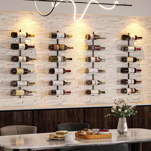 X-cosrack 12 Bottle Wall Mounted Wine Rack, Detachable Wine Storage Organizer Used As One or Four, DIY Wall Hanging Wine Holder, for Dining Room, Bar, Wine Cellar