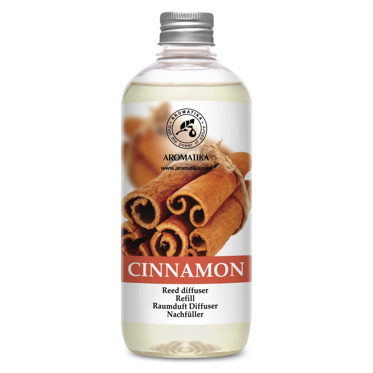 Cinnamon Reed Diffuser Refill with Natural Essential Cinnamon Oil 17 oz - Fresh & Long Lasting Fragrance - Best for Aromatherapy - Home - Office - Fitness Club - Restaurant - Boutique