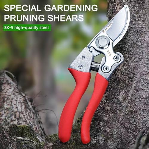 Kynup Pruning Shears for Gardening, Garden Hand Shears, Professional Bypass Pruner Hand Shears Heavy Duty, Pruners for Gardening, Garden Clippers, Hedge Shears, Garden Tools(Red)