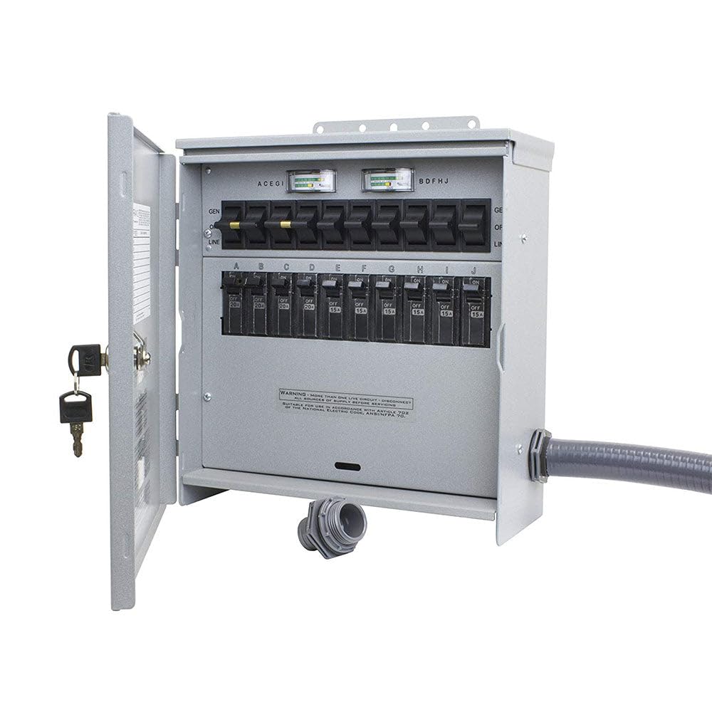 R510A Pro/Tran2 Outdoor 50-Amp 10-Circuit 2 Manual Transfer Switch with CS6375 Power Inlet