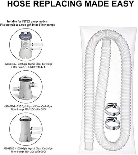 Swimming Pool Replacement Hose,Replacement Hose for Above Ground Pools,59” Long 1.25" Diameter Filter Pump Hose,Compatible with Pump Model 607, 637.