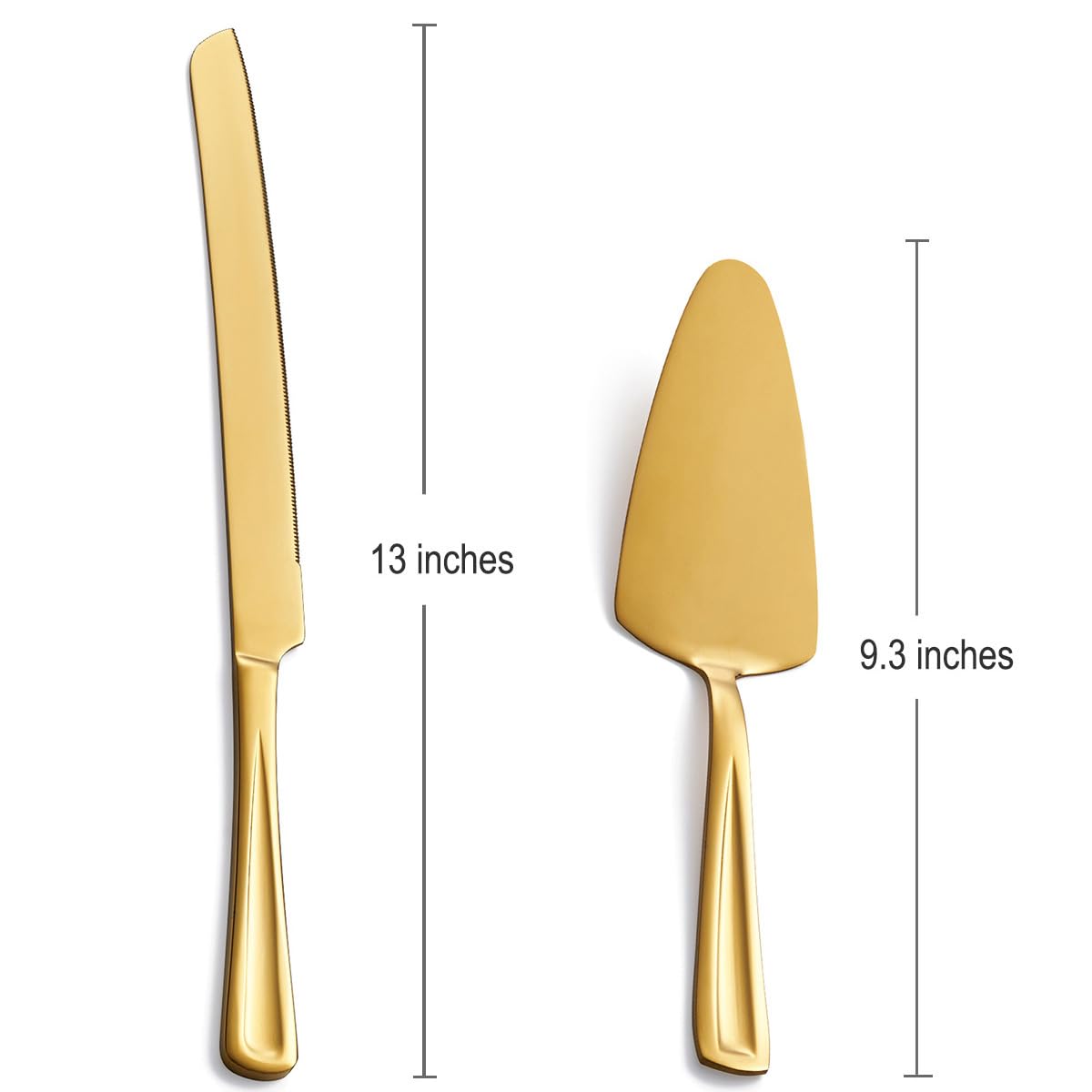 GoGeiLi Gold Cake Knife and Server Set, 13-inch Stainless Steel Cake Cutting Set, Elegant Cake Cutter Set for Wedding, Birthday, Parties, Anniversary