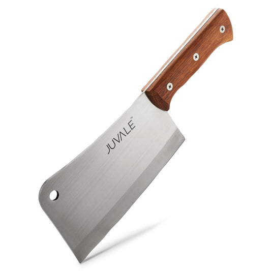 Juvale Meat Cleaver Bone Chopper for Chef, Meat Cutting - Heavy Duty Butcher Knife with Wooden Handle for Kitchen (8 Inch)