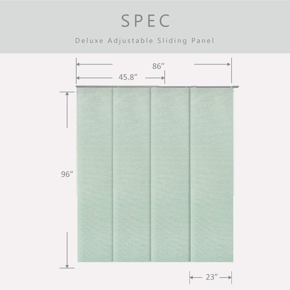 GoDear Design Adjustable Sliding Panel Track Sliding Glass Door Blinds 45.8"- 86" W x 96" H, Extendable Vertical Blinds for Patio Doors, Green Shimmering Trimmable Woven Fabric Panel, Semi-Sheer, Jade