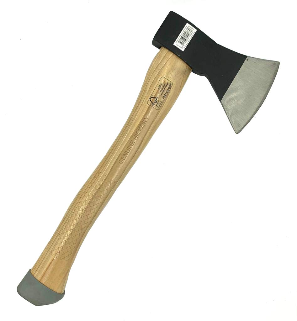 BRUFER 203651-3 Throwing Axe, Hatchet with Genuine Hickory Wood Handle - Suitable for Axe Throwing Competitions, Camping, Survival, Gardening and Chopping Wood, 600g, 21oz