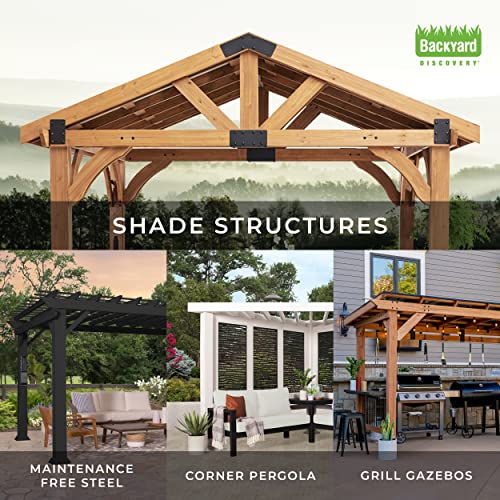 Backyard Discovery Beaumont 16 ft. x 12 ft. All Cedar Wooden Pergola Kit for Backyard, Deck, Garden, Patio, Outdoor Entertaining | Wind Rated at 100 MPH Light Brown