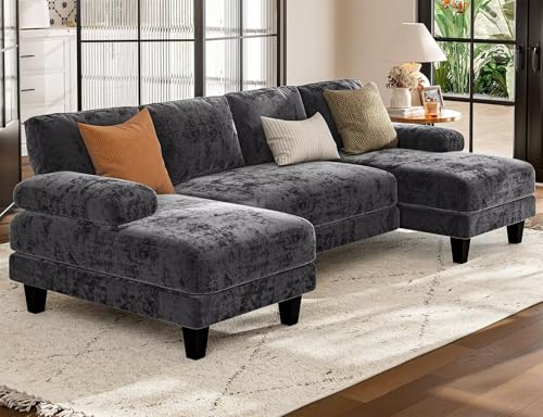 Txtin's U Shaped Sectional Couches for Living Room, 111 Inch Modular Sofa with Double Chaise, Large Lounge Couch for Apartment,Grey