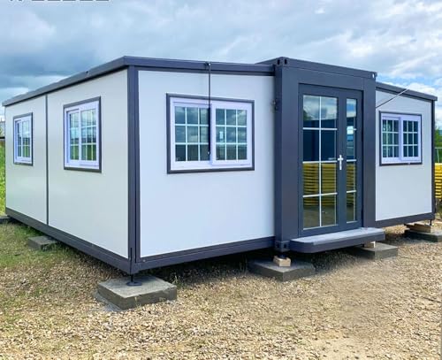 Portable Prefabricated Tiny Home 13x20ft, Mobile Expandable Plastic Prefab Conainer House for Hotel, Booth, Office, Guard House, Shop, Villa, Warehouse, Workshop (with Restroom)