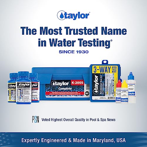 Taylor K-1005 DPD, 9-in-1 Pool Test Kit for Test Kit for Free & Total Chlorine, Bromine, pH, Acid & Base Demand, Total Alkalinity, Calcium Hardness, Cyanuric Acid | Made in The USA