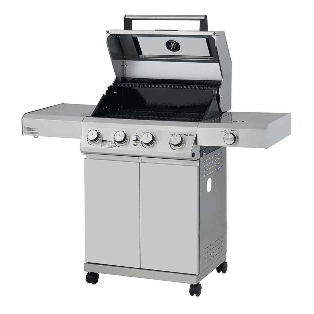 Monument Grills Larger 4-Burner Propane Gas Grills bbq Stainless Steel Heavy-Duty Cabinet Style with LED Controls Side Burner Mesa 400m