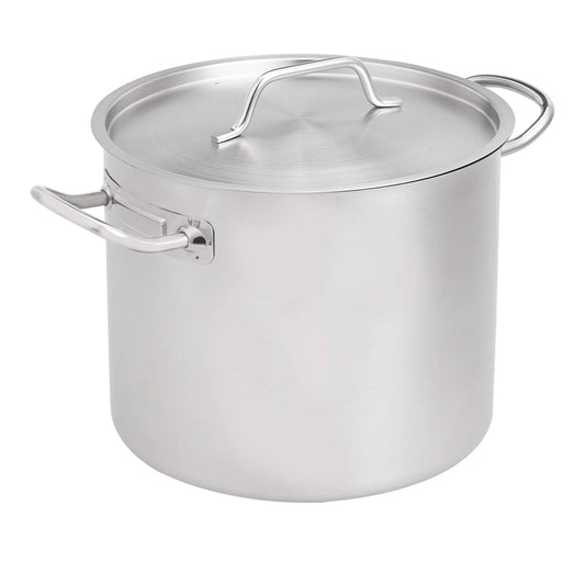 Amazon Basics 12QT Stainless Steel Aluminum-Clad Stock Pot with Cover (Previously AmazonCommercial brand)