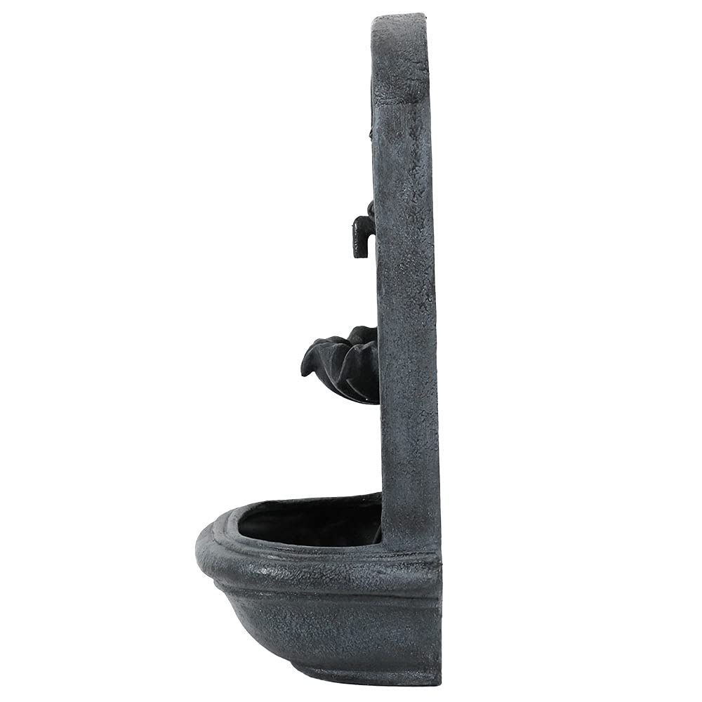 Sunnydaze Seaside 27-Inch Polystone Outdoor Wall Fountain - Electric Submersible Pump - Lead Finish