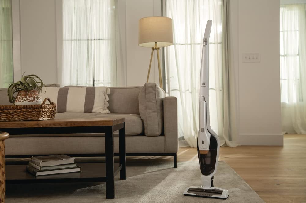 Electrolux Ergorapido Stick Vacuum Cleaner, Lightweight Cordless Vacuum with LED Nozzle Lights and Turbo Battery Power, for Carpets and Hard Floors, in Satin White