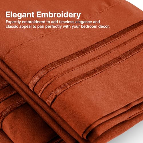 Cal King Size 4 Piece Sheet Set - Comfy Breathable & Cooling Sheets - Hotel Luxury Bed Sheets for Women & Men - Deep Pockets, Easy-Fit, Soft & Wrinkle Free Sheets - Terracotta Oeko-Tex Bed Sheet Set