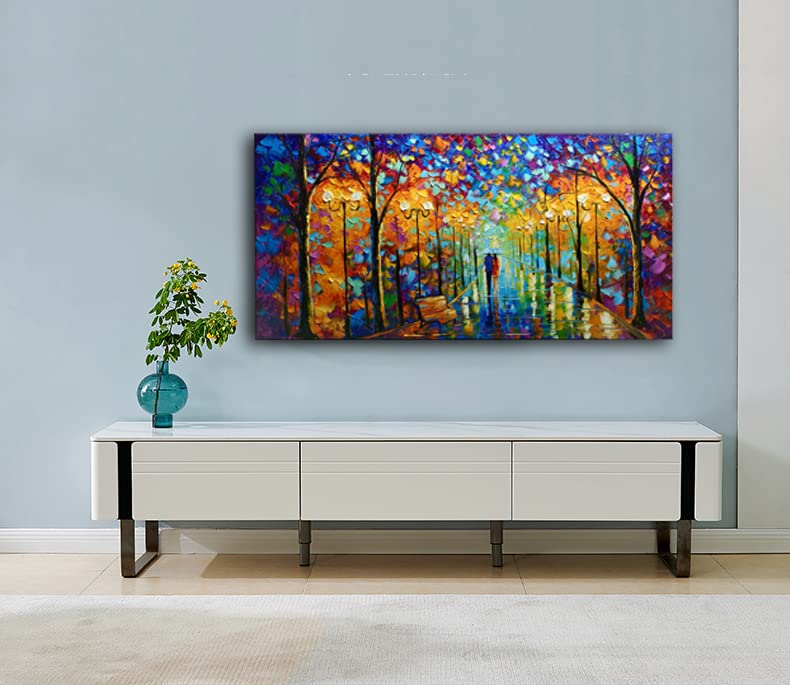 Tyed Art- Contemporary Art Landscape Oil Painting On Canvas Abstract Textured Tree Painting hand-painted acrylic frame wall art modern canvas painting 24x48inch