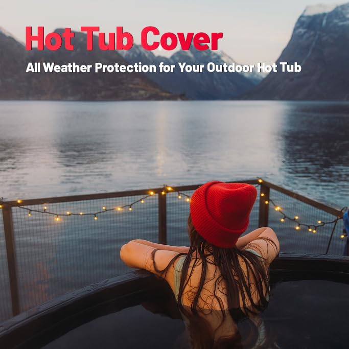 Zettum Hot Tub Cover - 600D Spa Cover Protector Waterproof & Heavy Duty, Outdoor Square Hot Tub Cover Protection (85 x 85 Inch)
