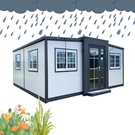 Folding House Container Prefabricated, 20x40ft, Mobile Expandable Plastic Prefab House for Hotel, Booth, Office, Guard House (with Restroom,bedrooms) (19.5 * 20ft)