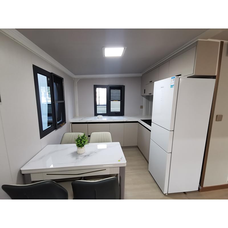 Portable Prefabricated Tiny Home 19x20ft, Mobile Expandable Prefab House for Hotel, Booth, Office, Guard House, Shop, Workshop with Restroom