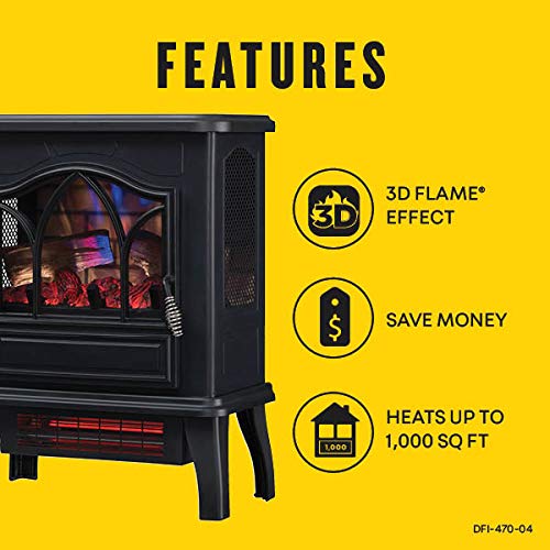 duraflame® 3D Infrared Quartz Electric Fireplace Stove Heater, Black