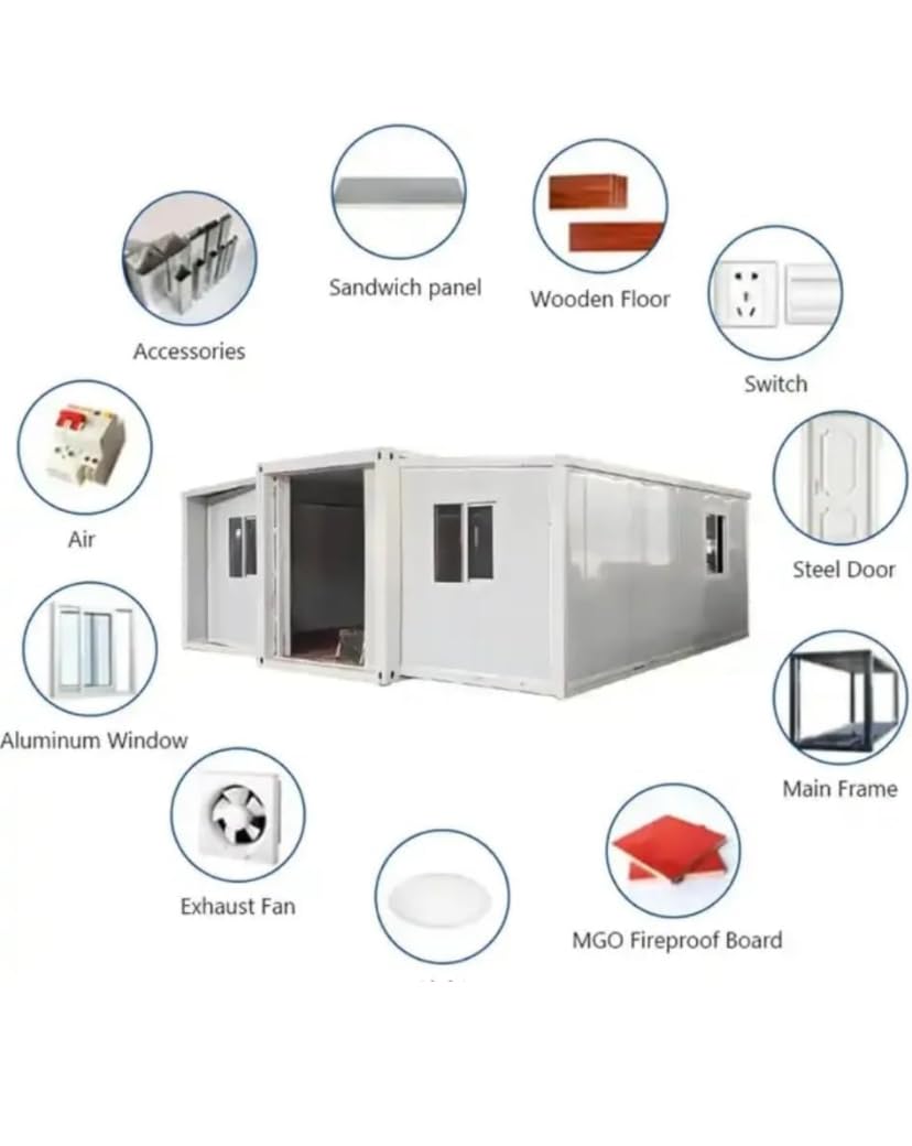 MiHEiM Expandable Foldable Prefab Steel Container House 40FT with Windows and Doors for Living Office Camping | Fully Customisable