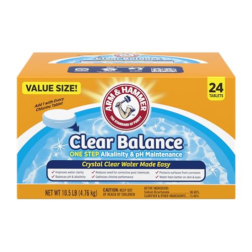 ARM & HAMMER Clear Balance Swimming Pool Alkalinity pH Maintenance Tablets, White, 1 Pack, 24 Count