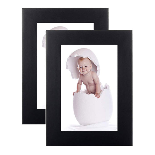 PAZLOG 2 Pack 3.5X5 Black Picture Frames Made of Solid Wood and High Definition for Wall Decor or Table Stand Top Black Picture Frame Display 3.5 by 5 Frame Vertically or Horizontally as 5x3.5