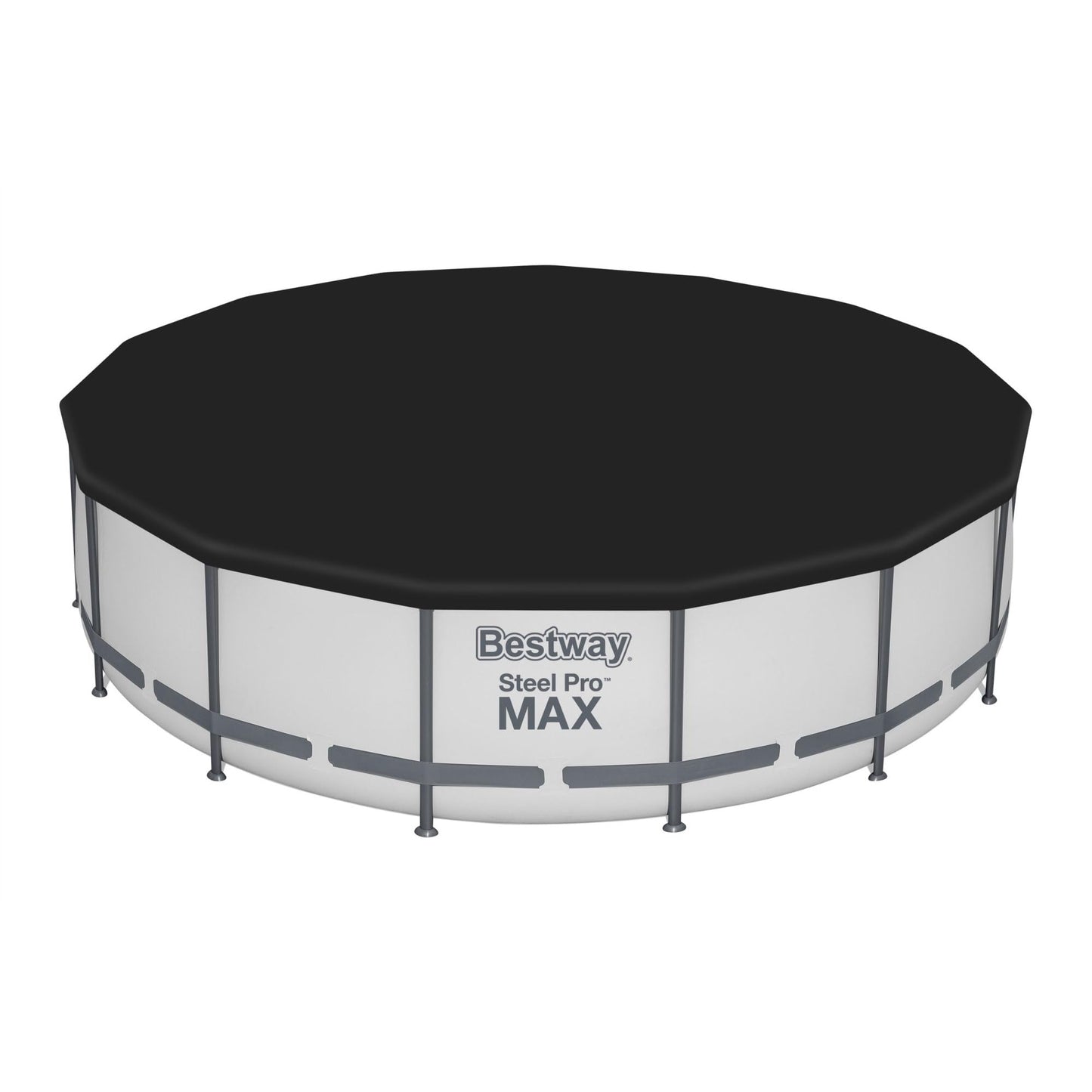 Bestway Steel Pro MAX 15" x 42" Round Above Ground Swimming Pool Set Outdooor Metal Frame Family Pool with Filter Pump, Ladder, and Cover