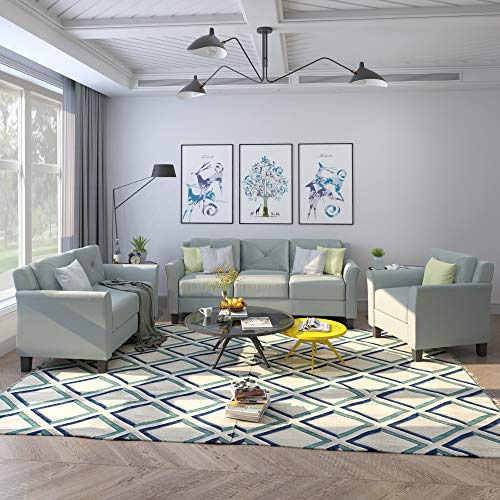 UBGO Living Room Furniture Piece Set Including 3-Seater, Loveseat Chair,Button Tufted Back Comforty Sofas & Couches with Sturdy Metal Legs,Gray（1+2+3 Seat