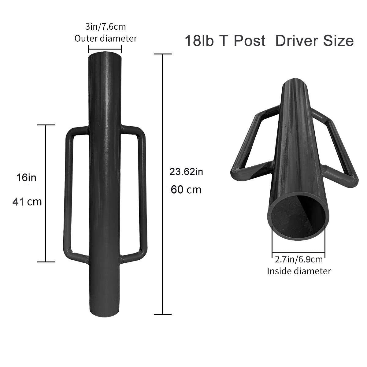 shsyue T Post Driver Metal Fence Post Hole Digger,18lb Heavy Duty Post Pounder with Handle Post Rammer for Installing Fences or Wooden Post