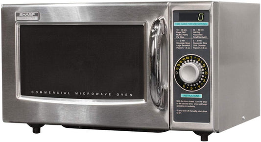 Sharp R-21LCFS Medium-Duty Commercial Microwave Oven with Dial Timer, Stainless Steel, 1000-Watts, 120-Volts, One Size