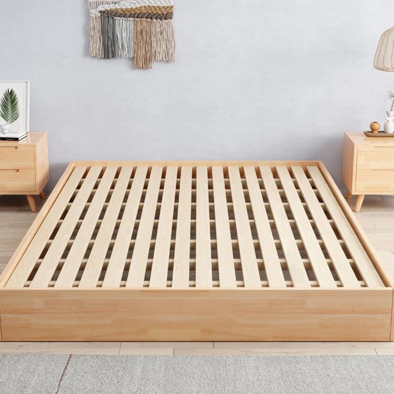 CraftThink Bed Frame Without Headboard, Scandinavian Solid Wood Platform Bed Frame Wood Slat Support (Mattress Not Included) for Bedroom Home Farmhouse- Full XL Wood