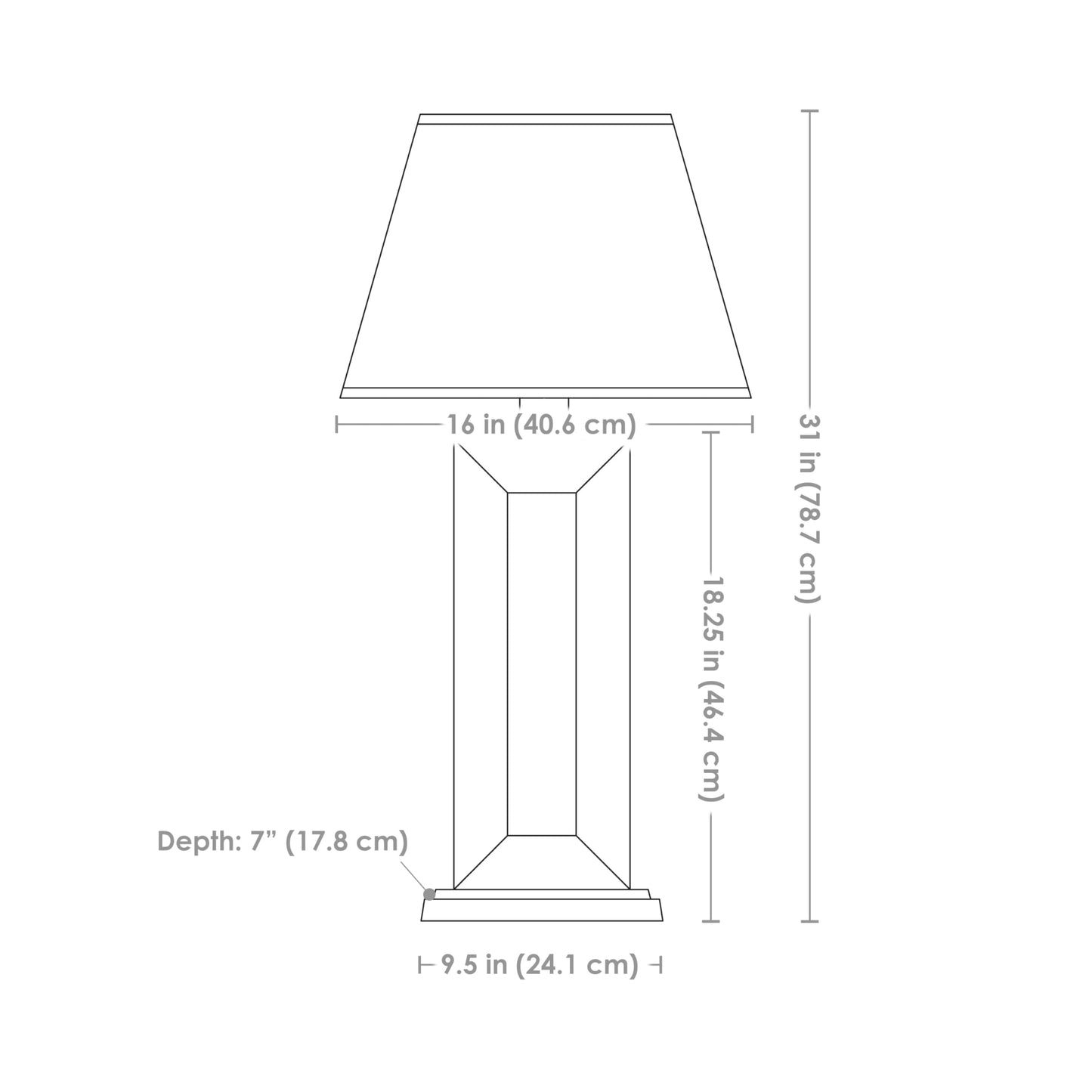 Sunnydaze Open Rectangle Side Table Lamp for Living Room - Slate Indoor or Outdoor Table Lamp - 31" H - Plug-in Electric