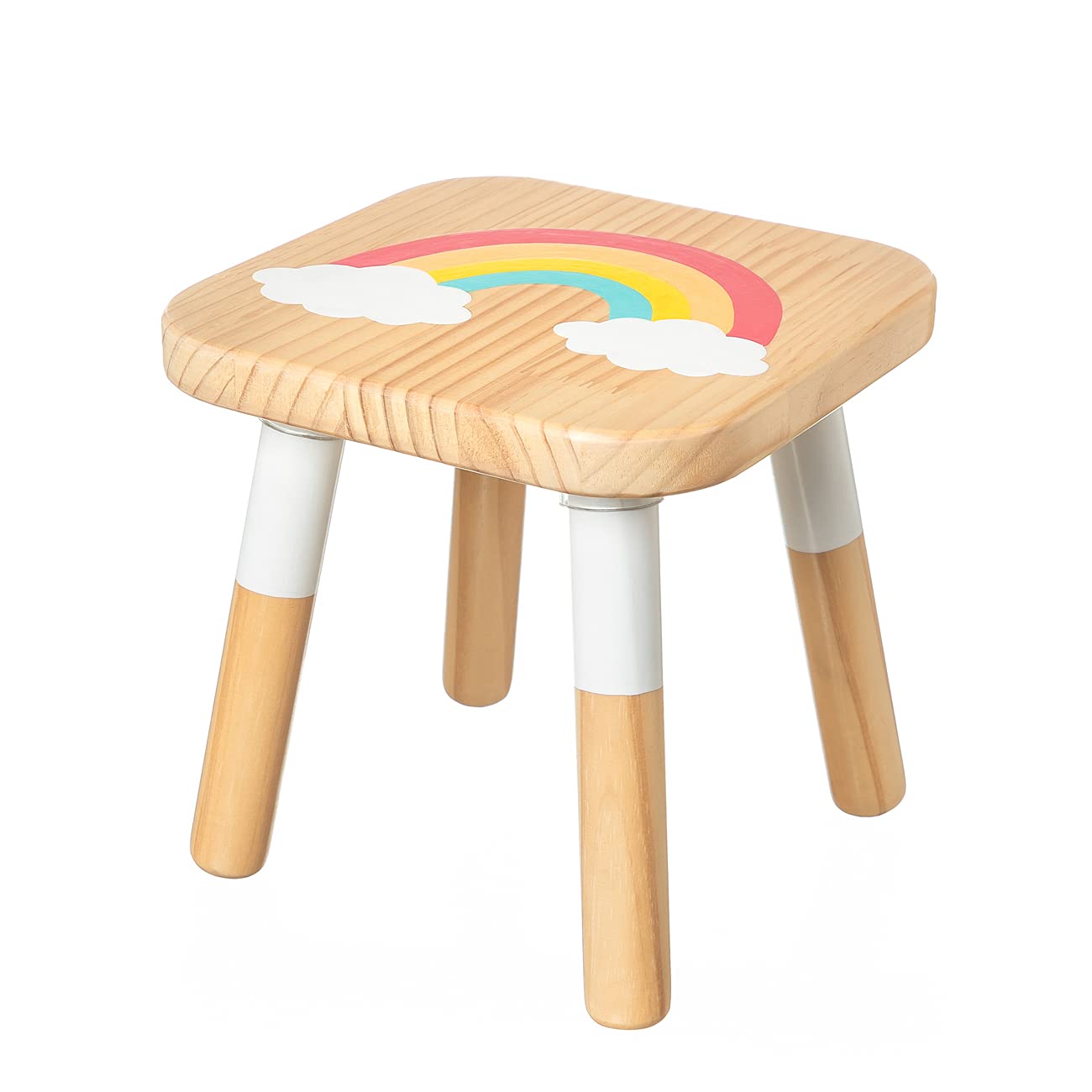 RUYU Wooden Kids Stool for Sitting, 9.1 Inch Solid Hard Wood Chair,Crafted Hand-Painted with Assembled Four-Legged Stool, Bedroom, Playroom, Furniture Stool for Toddler, Children, Boys, Girls