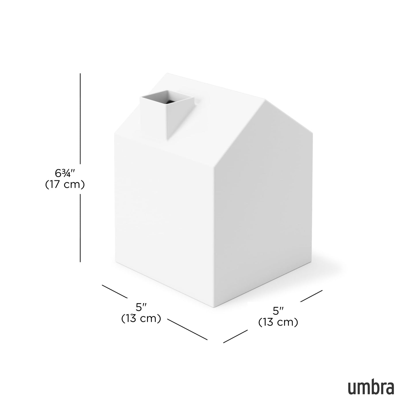 Umbra Casa Tissue Box Cover - Adorable House Shaped Square Tissue Box Holder for Bathroom, Bedroom or Office, White