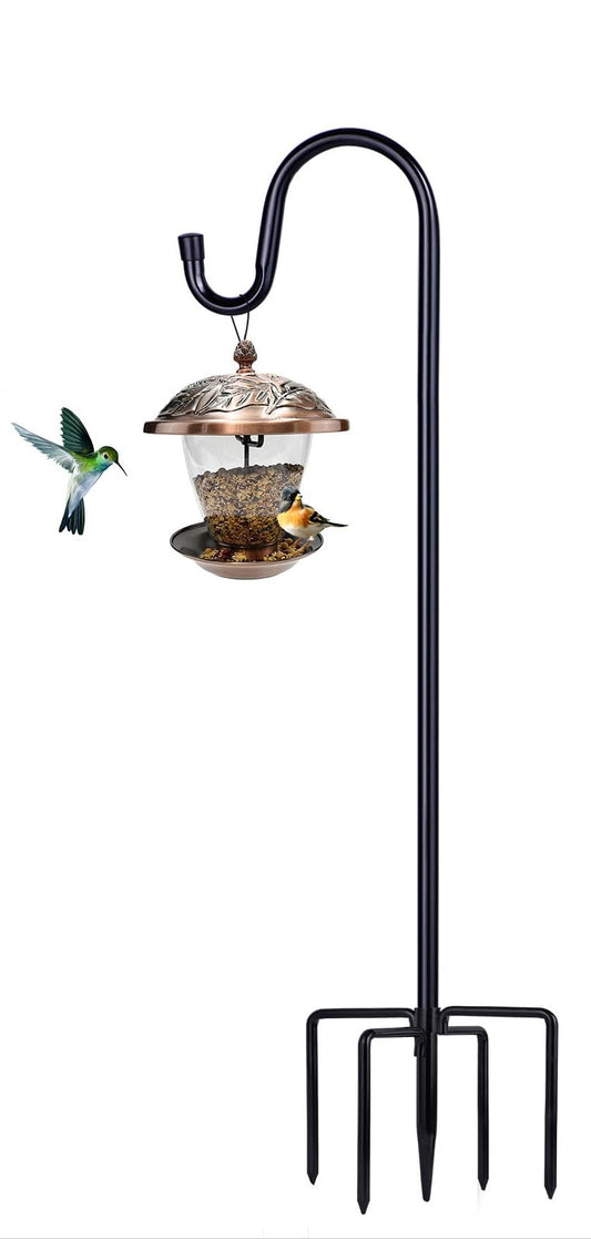 ToyHotels Shepherd Hooks for Outdoor, 1 Pack 62 Inch Bird Feeder Pole with 5 Prongs Base for Hanging Lantern, Hummingbird Feeder, Lightweight Plant, Shepherds Hook for Bird Feeders for Outside