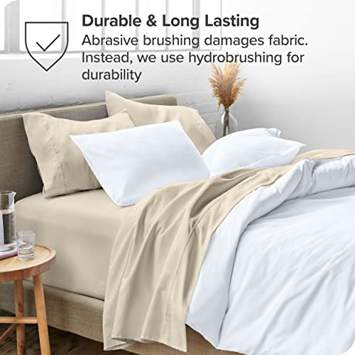Bare Home Queen Sheet Set - Luxury 1800 Ultra-Soft Microfiber Queen Bed Sheets - Double Brushed - Deep Pockets - Easy Fit - 4 Piece Set - Bedding Sheets & Pillowcases (Queen, Sand)