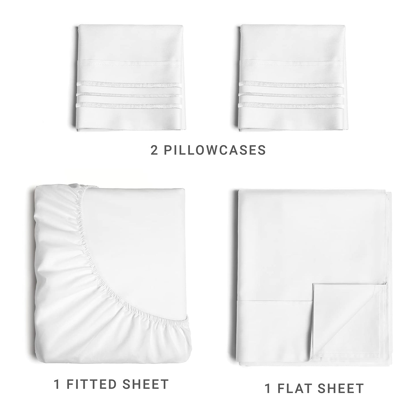 King Size 4 Piece Sheet Set - Comfy Breathable & Cooling Sheets - Hotel Luxury Bed Sheets for Women & Men - Deep Pockets, Easy-Fit, Extra Soft and Wrinkle Free Sheets - White Oeko-Tex Bed Sheet Set