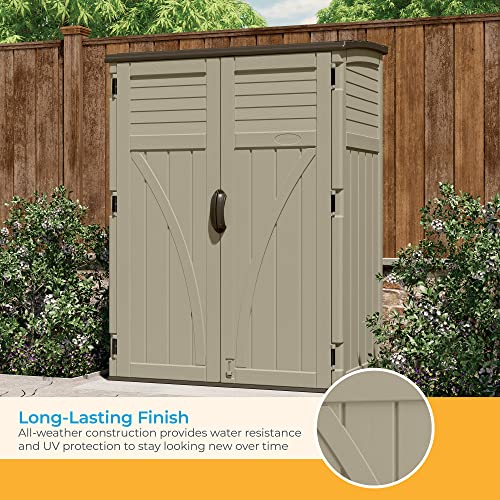 Suncast 54 Cubic Feet Vertical Storage Shed with Durable Plastic Construction, Multiple Wall Panels and Ample Space for Outdoor Storage