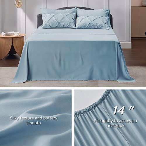 Bedsure Blue Comforter Set Full - Bedding Sets Full 7 Pieces, Bed in a Bag Light Blue Bed Sets with Comforter, Sheets, Pillowcases & Shams, Adult & Kids Bedding
