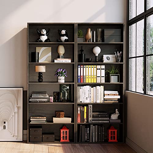 IRONCK Bookshelves and Bookcases Floor Standing 6 Tier Display Storage Shelves 70in Tall Bookcase Home Decor Furniture for Home Office, Living Room, Bed Room