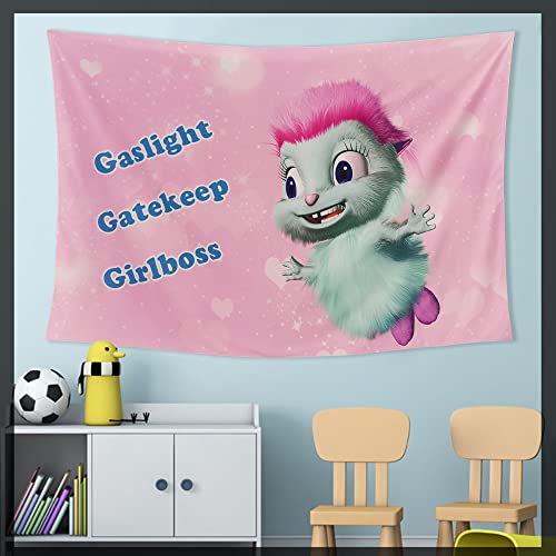 Meme Funny Pink Tapestry Anime Tapestry Novelty Gift for Children's Party Dorm Living Room Bedroom Home Decor 60x40Inches