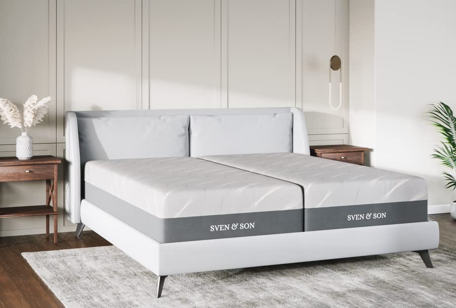Sven & Son Luxury Cool Gel Memory Foam Mattress, Premium Bed-in-a-Box, CertiPUR-US, Made in The USA, 12 inch Medium - Split King