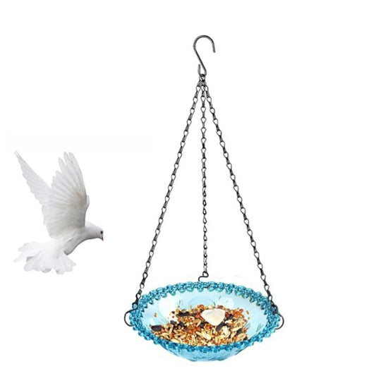 Copfeu Bird Bath for Outside, Hanging Bird Baths Bowl for Outdoors, Bird Feeders for Outdoors Hanging, for Garden Backyard Decor (Blue)