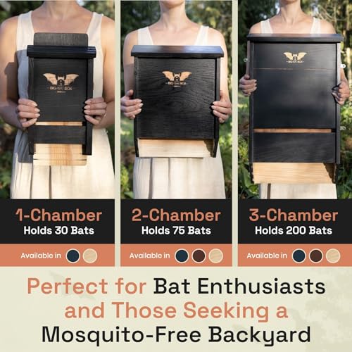 Big Bat Box- Large Bat House for Outdoors - MTBC Certified - 3 Chamber Bat Box for Outside - Artificial Bat Roost - Bat House Kit - Bat House for Hanging and Pole - WildYard