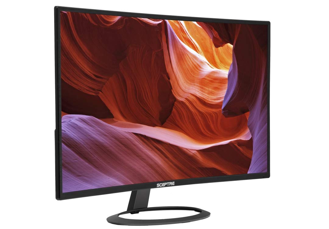 Sceptre C325W-1920R 32" 1800R Curved Monitor 1080P HDMI DisplayPort Ultra Thin Build-in Speakers, Metal Black