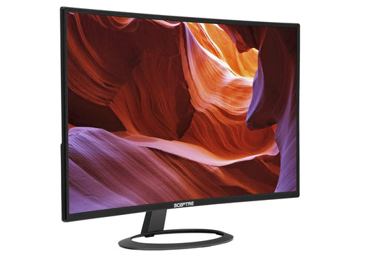 Sceptre C325W-1920R 32" 1800R Curved Monitor 1080P HDMI DisplayPort Ultra Thin Build-in Speakers, Metal Black