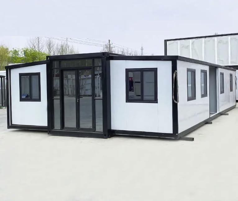 20x40ft Portable Prefabricated Portable House, Light Steel Tiny House Kit, Fully Equipped, Mobile Home for Vacation, Temporary Home, Office, Hotel, Villa (20x40ft - 3 bedrooms)