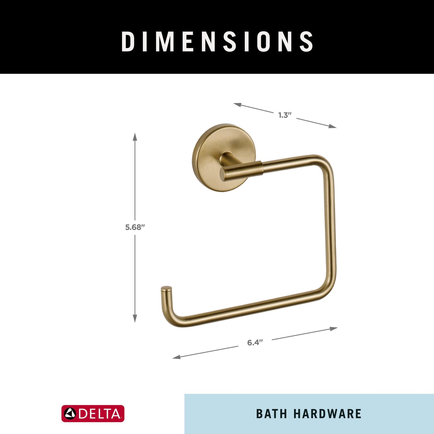 Delta Trinsic (1-Pack) Hand Towel Holder Champagne Bronze Towel Racks for Bathroom Wall Square Towel Ring Holder for Bath Towel Hanger for Kitchen, Bathroom Accessories 759460-CZ